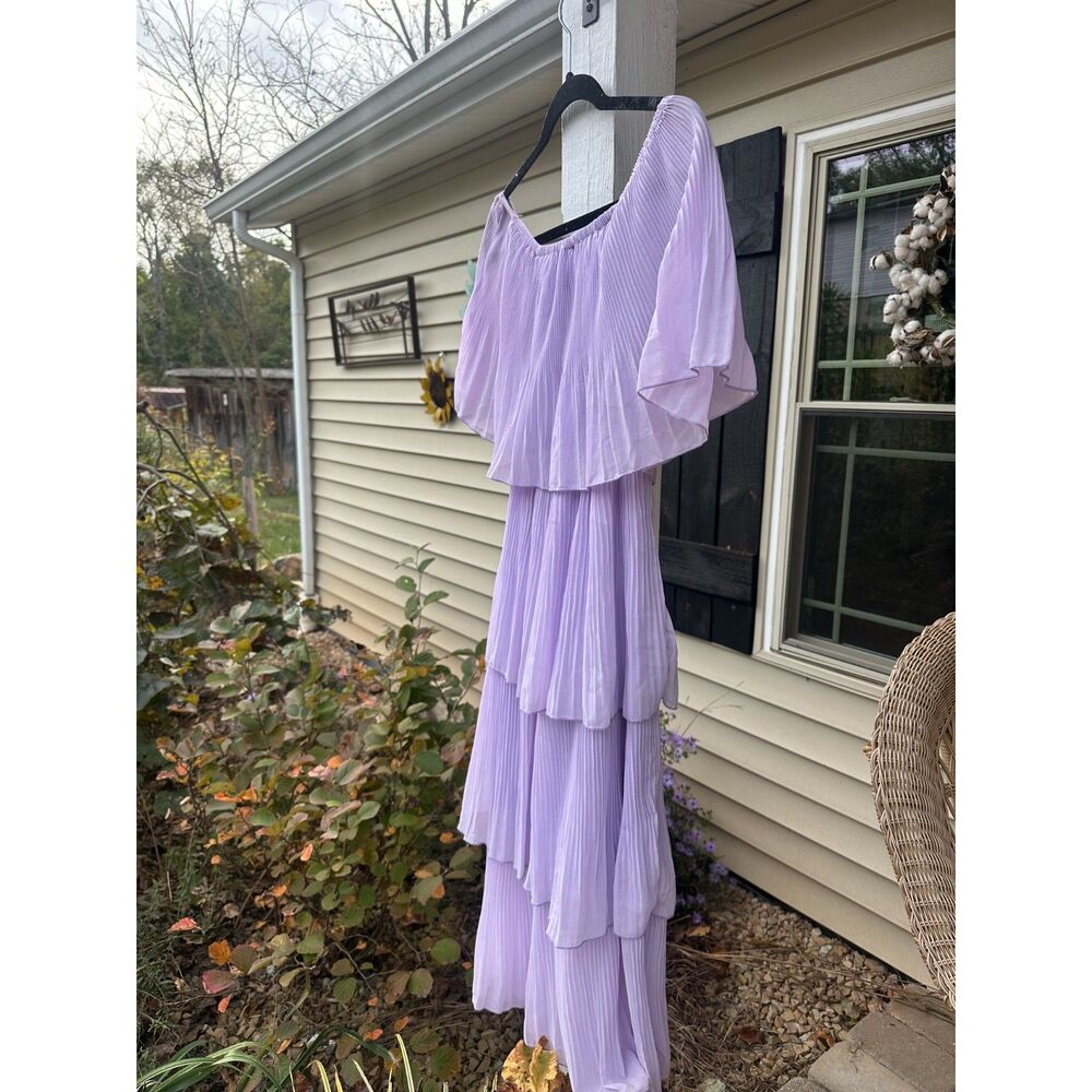 Lulu's Lavender Off-the-Shoulder Ruffle Midi Dress - Picture 4 of 6